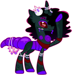 Size: 1915x2010 | Tagged: safe, artist:kurosawakuro, base used, parent:king sombra, parent:pharynx, parents:sombrynx, species:changepony, ambiguous gender, colored pupils, hybrid, magical gay spawn, offspring, simple background, solo, transparent background