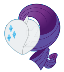 Size: 1600x1793 | Tagged: safe, artist:missmele-madness, character:rarity, species:pony, species:unicorn, butt, butt only, cutie mark, deviantart watermark, dock, female, heart butt, mare, obtrusive watermark, plot, rear view, rearity, simple background, solo, transparent background, watermark