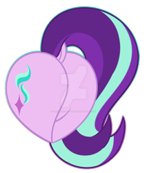 Size: 1600x1879 | Tagged: safe, artist:missmele-madness, character:starlight glimmer, species:pony, species:unicorn, butt, butt only, cutie mark, deviantart watermark, dock, female, glimmer glutes, heart butt, mare, obtrusive watermark, plot, rear view, simple background, solo, transparent background, watermark