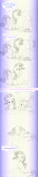 Size: 1052x4912 | Tagged: safe, artist:sherwoodwhisper, part of a set, character:pinkie pie, character:rarity, character:sweetie belle, species:earth pony, species:pony, species:unicorn, comic, coronavirus, covid-19, delayed reaction, eating, female, filly, food, gradient background, mare, sleeping, stay at home