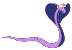 Size: 4997x3488 | Tagged: safe, artist:dragonchaser123, editor:damiranc1, character:twilight sparkle, big crown thingy, cobra, danger noodle, element of magic, fangs, female, jewelry, regalia, simple background, snake, solo, species swap, transparent background, twilight snakle