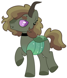 Size: 2484x2904 | Tagged: safe, artist:kurosawakuro, base used, oc, parent:applejack, parent:thorax, species:changepony, ear piercing, earring, eyebrow piercing, hybrid, interspecies offspring, jewelry, male, offspring, parents:thoraxjack, piercing, simple background, snake bites, solo, transparent background