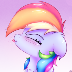 Size: 2500x2500 | Tagged: safe, artist:heavymetalbronyyeah, character:rainbow dash, species:pony, blep, blushing, bust, chest fluff, cute, dashabetes, ear fluff, eyes closed, female, floppy ears, high res, leg fluff, portrait, profile, raspberry, scrunchy face, solo, tongue out
