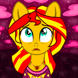 Size: 1500x1500 | Tagged: safe, artist:katya, character:sunset shimmer, species:earth pony, species:pony, species:unicorn, my little pony:equestria girls, female, ponified, rise, solo, sunrise