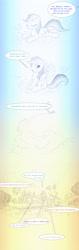 Size: 1052x3323 | Tagged: safe, artist:sherwoodwhisper, part of a set, character:applejack, character:fluttershy, character:pinkie pie, character:rainbow dash, character:rarity, character:twilight sparkle, species:pegasus, species:pony, cloud, comic, coronavirus, covid-19, covidiots, dialogue, flying, mane six, offscreen character, ponyville, rainbow dumb, social distancing
