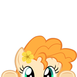Size: 10000x10000 | Tagged: safe, artist:mrkat7214, part of a set, character:pear butter, species:earth pony, species:pony, absurd resolution, cute, female, flower, flower in hair, lurking, pearabetes, peeking, simple background, solo, soon, transparent background, underhoof, vector