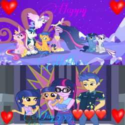 Size: 3464x3464 | Tagged: safe, artist:velveagicsentryyt, base used, edit, character:flash sentry, character:night light, character:princess cadance, character:princess flurry heart, character:shining armor, character:twilight sparkle, character:twilight sparkle (alicorn), character:twilight sparkle (scitwi), character:twilight velvet, oc, oc:galaxy swirls, oc:velvet sentry, parent:flash sentry, parent:night light, parent:princess cadance, parent:sci-twi, parent:shining armor, parent:twilight sparkle, parent:twilight velvet, parents:flashlight, species:alicorn, species:eqg human, species:pegasus, species:pony, species:unicorn, ship:flashlight, ship:nightvelvet, ship:shiningcadance, episode:the last problem, g4, my little pony: friendship is magic, my little pony:equestria girls, baby, baby pony, family, female, male, offspring, older, older flash sentry, older flurry heart, older sci-twi, older twilight, princess twilight 2.0, sciflash, shipping, straight