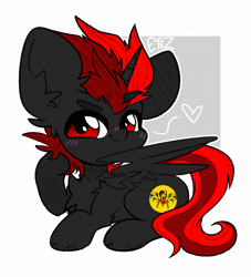 Size: 2000x2200 | Tagged: safe, artist:etoz, oc, oc only, oc:dark star, species:alicorn, species:pony, alicorn oc, blushing, chibi, cute, horn, male, requested art, simple background, sketch, smiling, stallion, wings