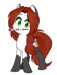 Size: 765x1000 | Tagged: safe, artist:higgly-chan, oc, oc only, oc:sweet palette, species:earth pony, species:pony, mouth hold, simple background, smiling, solo, transparent background