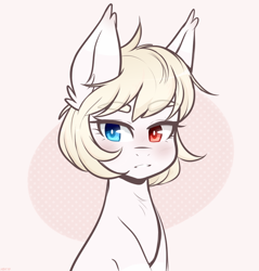Size: 826x864 | Tagged: safe, artist:higgly-chan, oc, oc only, species:earth pony, species:pony, blushing, heterochromia, solo