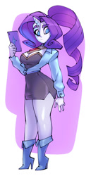 Size: 507x984 | Tagged: safe, artist:bigdad, character:rarity, species:anthro, species:pony, species:unicorn, abstract background, breasts, busty rarity, cellphone, clothing, female, high heels, jewelry, necklace, phone, shoes, smartphone, solo