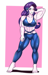 Size: 800x1240 | Tagged: safe, artist:tzc, character:rarity, my little pony:equestria girls, arm behind head, armpits, breasts, busty rarity, commission, female, muscles, muscular female, ripped rarity, solo