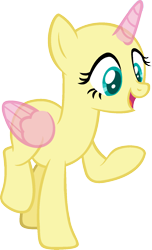 Size: 938x1540 | Tagged: safe, artist:pegasski, oc, oc only, species:alicorn, species:pony, episode:the hooffields and mccolts, g4, my little pony: friendship is magic, alicorn oc, bald, base, eyelashes, horn, open mouth, raised hoof, simple background, smiling, solo, transparent background, wings