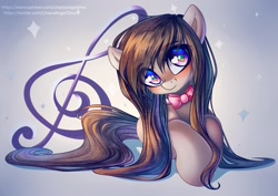 Size: 1414x1000 | Tagged: safe, artist:chaosangeldesu, character:octavia melody, species:earth pony, species:pony, cute, female, heart eyes, long mane, looking at you, mare, music notes, prone, solo, tavibetes, treble clef, wingding eyes