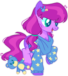 Size: 1580x1775 | Tagged: safe, artist:kurosawakuro, base used, parent:lily longsocks, parent:toola roola, species:earth pony, species:pony, clothing, female, magical lesbian spawn, mare, offspring, parents:lilaroola, simple background, solo, sweater, teddy bear, transparent background