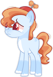 Size: 876x1270 | Tagged: safe, artist:kurosawakuro, base used, oc, parent:button mash, parent:coconut cream, species:earth pony, species:pony, clothing, hat, male, offspring, parents:coconutmash, propeller hat, simple background, solo, teenager, transparent background
