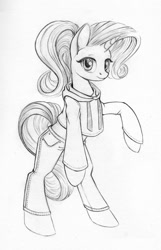 Size: 800x1241 | Tagged: safe, artist:maytee, character:starlight glimmer, species:pony, species:unicorn, bipedal, clothing, female, grayscale, hoodie, mare, monochrome, pants, pencil drawing, simple background, solo, traditional art, white background