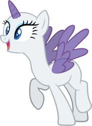 Size: 954x1300 | Tagged: safe, artist:pegasski, character:rarity, oc, oc only, species:alicorn, species:pony, episode:the gift of the maud pie, g4, my little pony: friendship is magic, alicorn oc, bald, base, eyelashes, female, horn, open mouth, raised hoof, simple background, smiling, solo, spread wings, transparent background, wings
