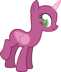 Size: 1022x1210 | Tagged: safe, artist:pegasski, oc, oc only, species:alicorn, species:pony, episode:call of the cutie, g4, my little pony: friendship is magic, alicorn oc, bald, base, eyelashes, horn, simple background, smiling, solo, spread wings, transparent background, wings