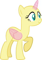 Size: 965x1346 | Tagged: safe, artist:pegasski, oc, oc only, species:alicorn, species:pony, episode:the cutie re-mark, alicorn oc, bald, base, eyelashes, horn, raised hoof, simple background, smiling, solo, transparent background, wings