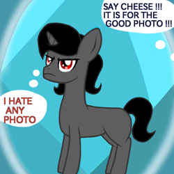 Size: 800x800 | Tagged: safe, alternate version, artist:katya, character:king sombra, species:pony, species:unicorn, male, missing cutie mark, offscreen character, past, solo, stallion, thought bubble