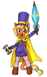 Size: 2130x3480 | Tagged: safe, artist:spheedc, oc, oc:princess corona lionheart iv, a hat in time, cape, clothing, commission, digital art, hat, hourglass, semi-anthro, simple background, solo, top hat, transparent background, umbrella, zipper