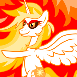 Size: 800x800 | Tagged: safe, artist:katya, character:daybreaker, character:princess celestia, species:alicorn, species:pony, burning, female, fire, solo