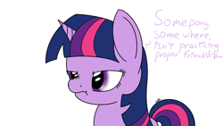 Size: 1920x1080 | Tagged: safe, artist:spritepony, character:twilight sparkle, species:alicorn, species:pony, newbie artist training grounds, angry, female, scrunchy face, simple background, solo, text