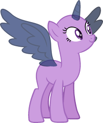 Size: 988x1184 | Tagged: safe, artist:pegasski, oc, oc only, species:alicorn, species:pony, episode:every little thing she does, g4, my little pony: friendship is magic, alicorn oc, bald, base, eyelashes, eyes closed, horn, raised hoof, simple background, smiling, solo, transparent background, wings
