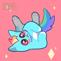 Size: 500x500 | Tagged: safe, artist:dusty-munji, character:rainbow dash, blush sticker, blushing, cat, catified, cute, dashabetes, female, rainbow cat, red background, simple background, solo, species swap, starry eyes, wingding eyes
