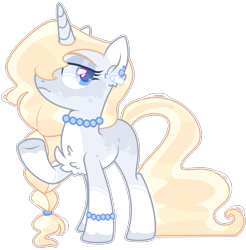 Size: 2310x2346 | Tagged: safe, artist:kurosawakuro, base used, oc, oc only, parent:derpy hooves, parent:rarity, parents:derpity, species:pony, species:unicorn, bracelet, ear piercing, earring, female, jewelry, magical lesbian spawn, mare, necklace, offspring, pearl necklace, piercing, simple background, solo, transparent background