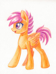 Size: 750x984 | Tagged: safe, artist:maytee, character:scootaloo, species:pegasus, species:pony, colored pencil drawing, cute, cutealoo, female, smiling, solo, traditional art
