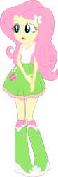 Size: 1280x3855 | Tagged: safe, artist:marcorois, character:fluttershy, equestria girls:equestria girls, g4, my little pony: equestria girls, my little pony:equestria girls, boots, clothing, female, high res, open mouth, shoes, shy, simple background, skirt, solo, tank top, transparent background, vector
