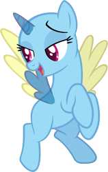 Size: 964x1527 | Tagged: safe, artist:pegasski, oc, oc only, species:alicorn, species:pony, episode:no second prances, g4, my little pony: friendship is magic, alicorn oc, bald, base, bedroom eyes, eyelashes, flying, horn, looking down, open mouth, rearing, simple background, smiling, solo, transparent background, two toned wings, wings