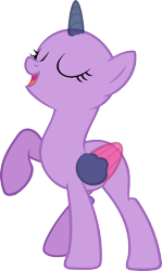 Size: 975x1634 | Tagged: safe, artist:pegasski, oc, oc only, species:alicorn, species:pony, episode:magical mystery cure, g4, my little pony: friendship is magic, alicorn oc, bald, base, eyelashes, eyes closed, horn, open mouth, raised hoof, simple background, smiling, solo, transparent background, two toned wings, wings