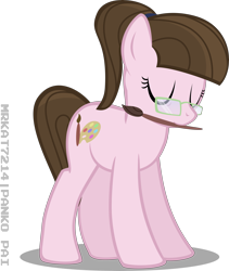 Size: 5439x6440 | Tagged: safe, artist:mrkat7214, oc, oc only, oc:charm palette, species:earth pony, species:pony, eyes closed, female, glasses, mare, paintbrush, ponytail, simple background, solo, transparent background, vector