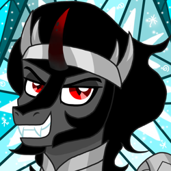 Size: 800x800 | Tagged: safe, artist:katya, character:king sombra, crystal castle, crystal empire, male, solo, throne