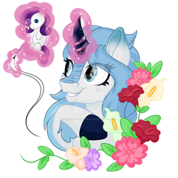 Size: 1600x1600 | Tagged: safe, artist:missmele-madness, character:rarity, oc, species:kirin, female, flower, magic, needle, plushie, simple background, transparent background