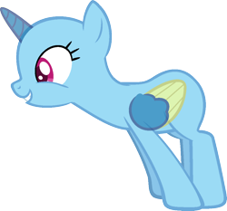 Size: 1032x961 | Tagged: safe, artist:pegasski, oc, oc only, species:alicorn, species:pony, episode:newbie dash, g4, my little pony: friendship is magic, alicorn oc, bald, base, eyelashes, eyes closed, horn, open mouth, simple background, smiling, solo, transparent background, two toned wings, wings