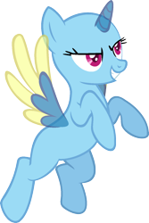Size: 980x1466 | Tagged: safe, artist:pegasski, oc, oc only, species:alicorn, species:pony, episode:the ticket master, g4, my little pony: friendship is magic, alicorn oc, bald, base, eyelashes, grin, horn, rearing, simple background, smiling, solo, transparent background, two toned wings, wings
