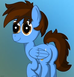 Size: 1978x2048 | Tagged: safe, artist:agkandphotomaker2000, oc, oc only, oc:pegasusgamer, species:pegasus, species:pony, butt, looking at you, simple background, wings