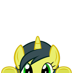 Size: 2000x2000 | Tagged: safe, artist:mrkat7214, part of a set, oc, oc only, oc:pauly sentry, species:pony, species:unicorn, commission, cute, female, high res, looking at you, lurking, mare, peeking, simple background, solo, soon, transparent background, underhoof, vector, ych result