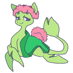 Size: 2132x2128 | Tagged: safe, artist:smirk, oc, oc only, flippers, legitimately amazing mspaint, lidded eyes, lily pad, ms paint, original species, plant, plant pony, simple background, transparent background