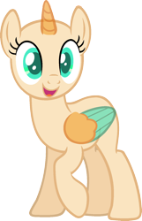 Size: 973x1513 | Tagged: safe, artist:pegasski, oc, oc only, species:alicorn, species:pony, episode:the perfect pear, g4, my little pony: friendship is magic, alicorn oc, bald, base, eyelashes, horn, open mouth, raised hoof, simple background, smiling, solo, transparent background, two toned wings, wings