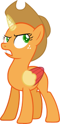 Size: 974x2013 | Tagged: safe, artist:pegasski, oc, oc only, species:alicorn, species:pony, episode:honest apple, g4, my little pony: friendship is magic, alicorn oc, bald, base, clothing, eyelashes, freckles, frown, hat, horn, not applejack, simple background, solo, transparent background, two toned wings, underhoof, wings