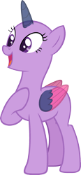 Size: 963x2067 | Tagged: safe, artist:pegasski, oc, oc only, species:alicorn, species:pony, episode:three's a crowd, g4, my little pony: friendship is magic, alicorn oc, bald, base, eyelashes, hooves to the chest, horn, open mouth, raised hoof, simple background, smiling, solo, transparent background, two toned wings, wings
