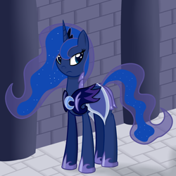 Size: 3000x3000 | Tagged: safe, artist:phoenixswift, character:princess luna, armor, castle, female, high res, solo
