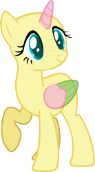 Size: 976x1766 | Tagged: safe, artist:pegasski, character:fluttershy, oc, oc only, species:alicorn, species:pony, episode:fluttershy leans in, g4, my little pony: friendship is magic, alicorn oc, bald, base, eyelashes, female, horn, looking back, raised hoof, simple background, smiling, solo, transparent background, two toned wings, wings