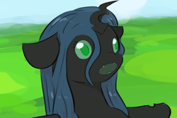 Size: 1283x859 | Tagged: safe, artist:testostepone, character:queen chrysalis, g4, colored sketch, female, filly, filly queen chrysalis, meme, simple background, surprised, younger