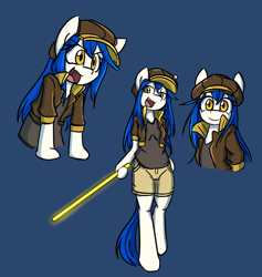 Size: 1522x1606 | Tagged: safe, artist:spheedc, oc, oc only, oc:light chaser, species:earth pony, species:pony, g4, arnis, clothing, digital art, female, hat, mare, semi-anthro, simple background